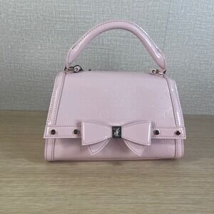 Juicy Couture Pink Patent Monogram Bow Top Handle Crossbody Satchel Bag New NWT